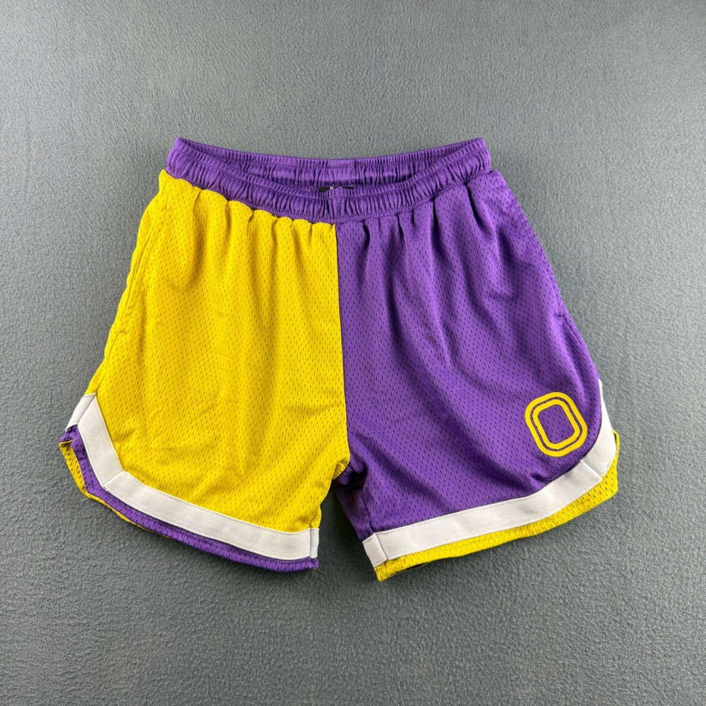 Overtime Shorts Men's S Purple Yellow Two Tone Mesh Basketball Athletic Gym
